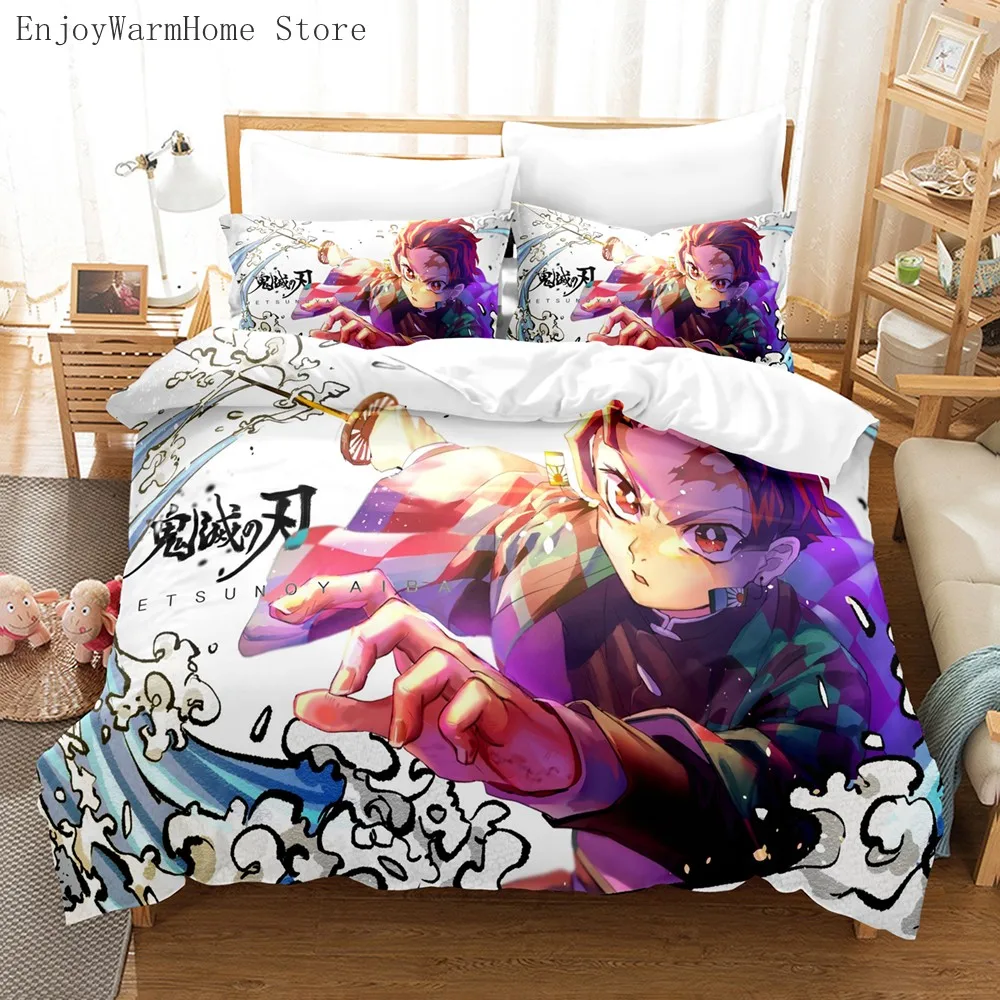 

Demon Slayer Kamado Nezuko Cosplay Bedding Sets Anime Bed Quilt Cover Kids Duvet Cover and Pillowcase Double 3Pcs Bedclothes