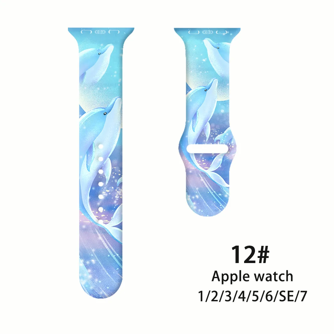 

Ремешок с принтом дельфина для Apple Watch Band 40 мм 44 мм 45 мм 41 мм 38 мм 42 мм, браслет для смарт-часов iWatch 8 7 6 5 4 3 SE ultra 49 мм