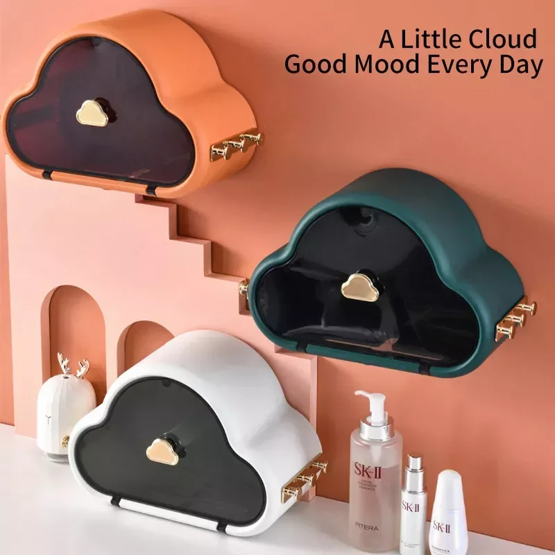 

PunchFree SelfAdhesive Waterproof WallMounted Toilet Tissue Box Cover Multifunction Bathroom Storage Organizer Paper Holder