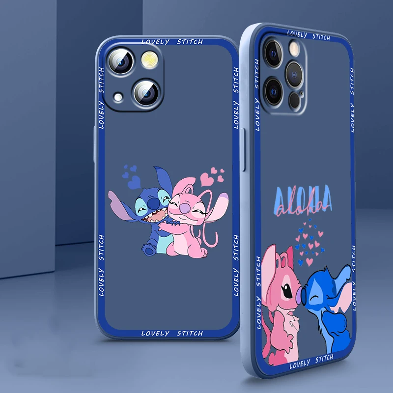 

Liquid Rope Cover Disney Lilo & Stitch Cute Phone Case For Apple iPhone 14 13 12 Mini 11 XS Pro Max X XR 8 7 SE 2020 Armour