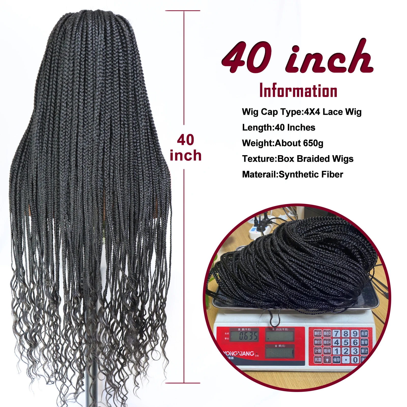Braided Lace Front Wigs Black 40inch Crochet Braid Hair Extensions Swiss Lace Wig Synthetic American African Wig for Black Women