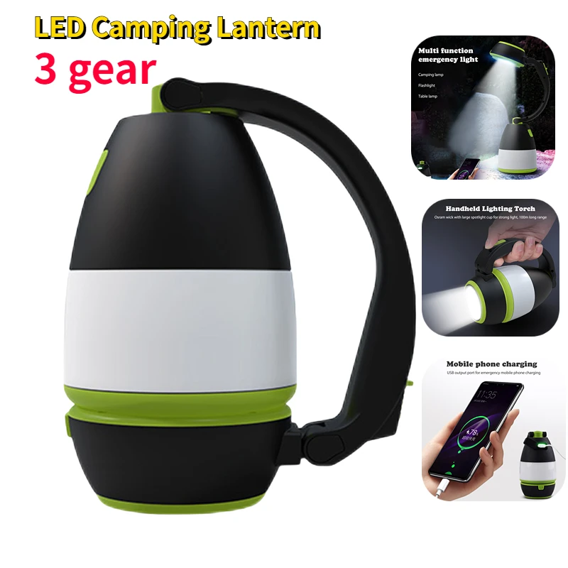 

3 In1 Multi-function LED Camping Lights USB Rechargeable Emergency Flashlight Indoor Table Lamp Outdoor Hiking Camping Lights