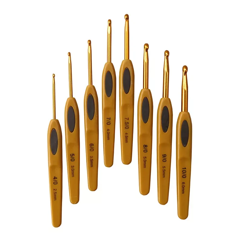 

8pcs Glod aluminum croche needle kit weave tools Hooks and knitting accessories Crochet hooks so weave Set of knitting needles