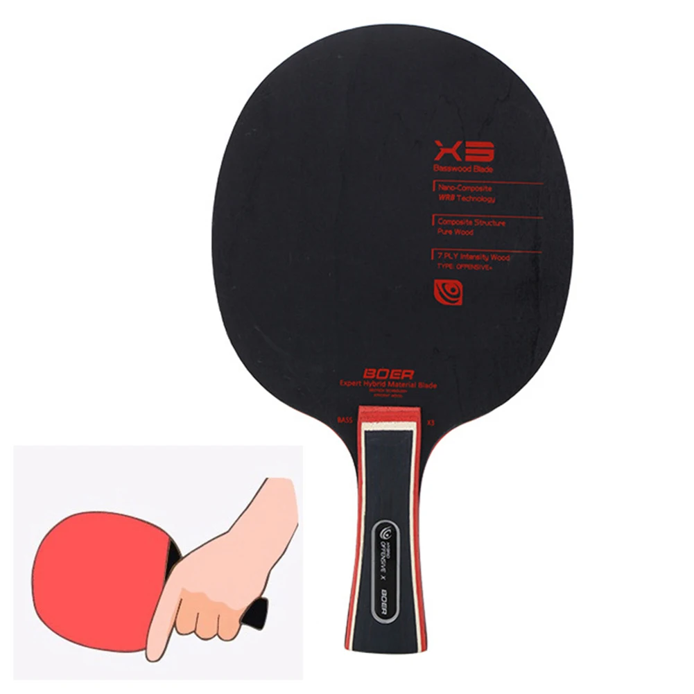 7 Ply Tennis Table Racket Long Handle Rubber Durable Ping Pong Racket  Pingpong Training Accessories