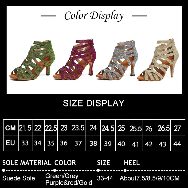 SWDZM New Women Latin Dance Shoes Ladies Hollow Ballroom Dance Boots High Heels Dancing Shoes Performance Salsa Party Shoes