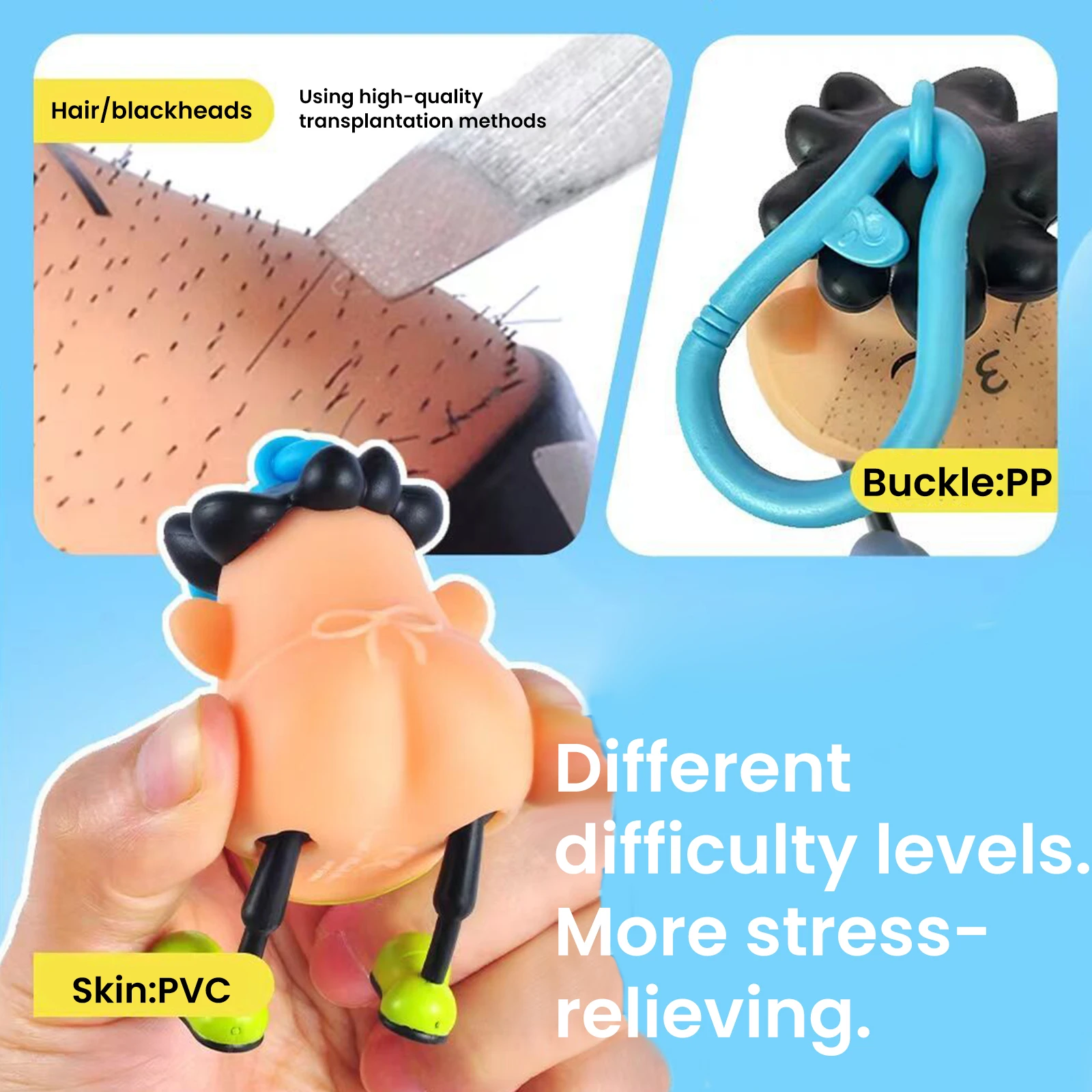 Игрушка-антистресс для детей и взрослых мультяшный брелок выщипывания черных