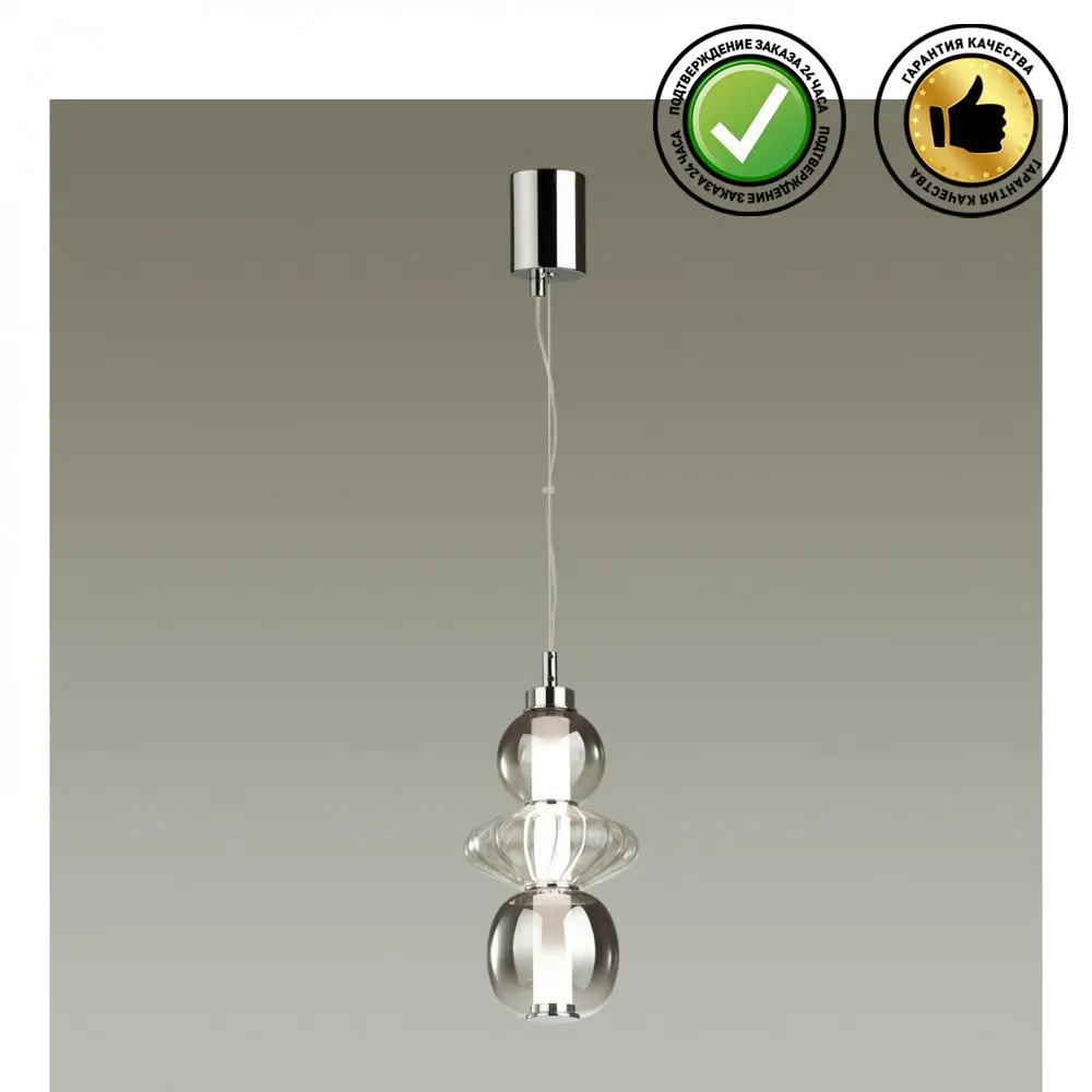 Подвес 4867/8L PENDANT ODL21 007 хром/дымчатый/прозрачный LED 8W 560Лм 4000К MONRA | Освещение