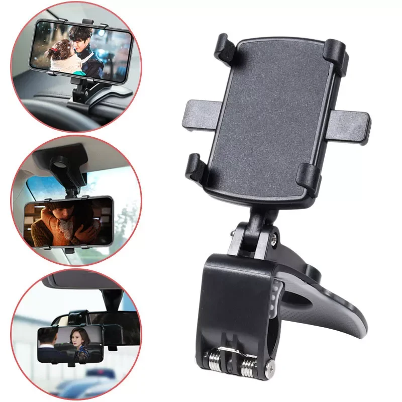 

Car Mobile Phone Holder Sun Visor Baffle Phone Holder Rear View Mirror 360 Degree Stand Dashboard