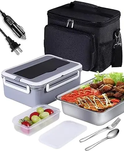 

Electric Lunch Box Food Heater 80W/60oz, 3 in 1 Heated Lunch Boxes for Adults,Portable Food Warmer Self Heating Box for Men with