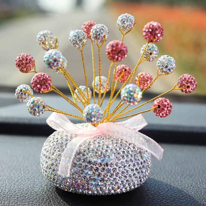 

Color Balloon Crystal Diamond Car Ornament Bling Rhinestone Car Interior Decoration Center Console Accessories Auto Perfume Gift
