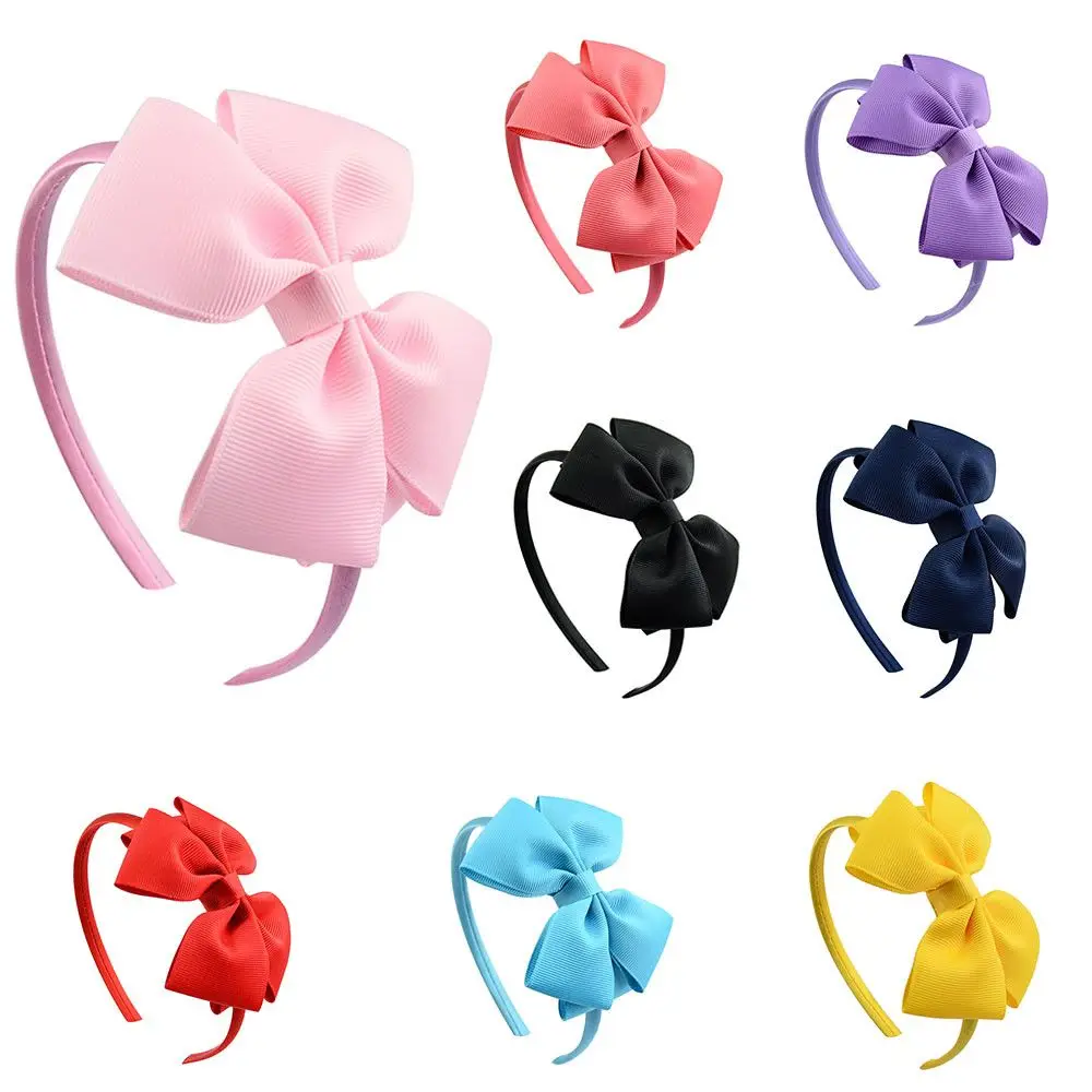 

Solid Color Little Girls 4'' Boutique Tiara Bow Hairband Kids Hair Accessories Headwear Hair Hoop Ribbon Headbands