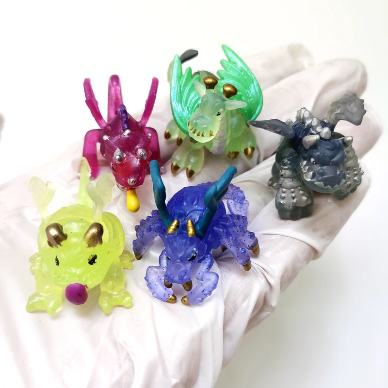 

4 шт., новинка, каркас аниме монстра динозавра, Летающий огонь, вода, лед, модель, редкая коллекция игрушек, подарок для ребенка