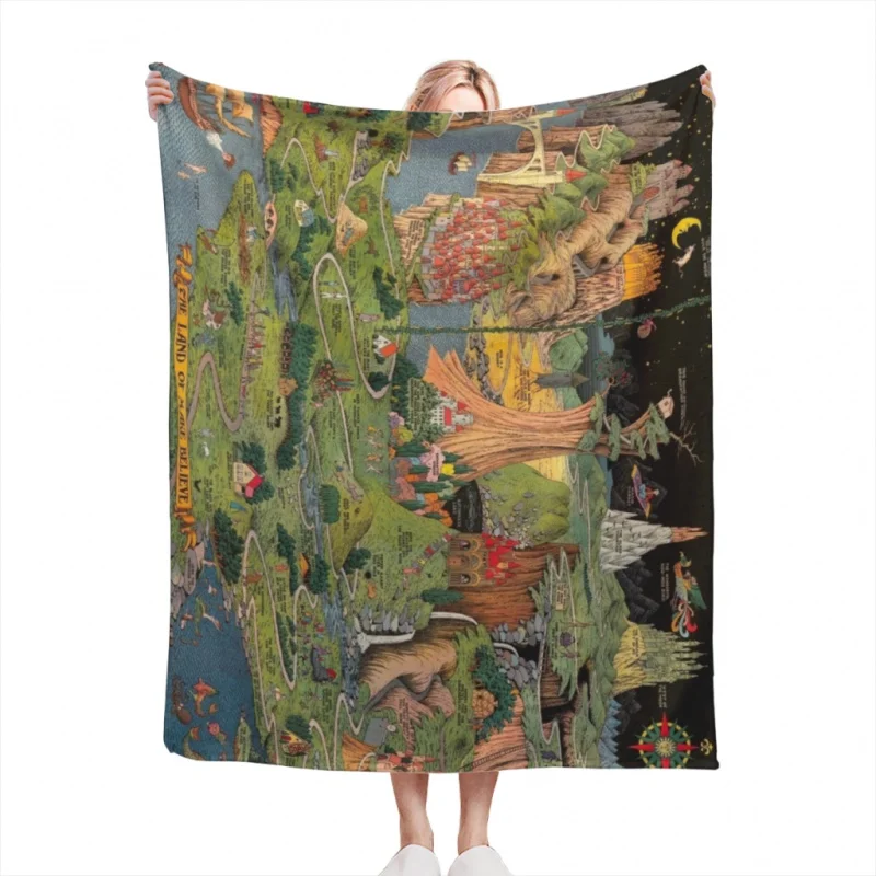 

Published by Jaro Hess 1930 Cornucopia of Fairy Tales Detailed map Throw Blankets Airplane Travel Decoration Soft Warm Bedspread