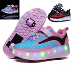 Детские дизайнерские Роскошные светящиеся кроссовки Heelys со светодиодсветильник кой, обувь для роликовых коньков, Детская светодиодная обувь для мальчиков и девочек с USB-зарядкой