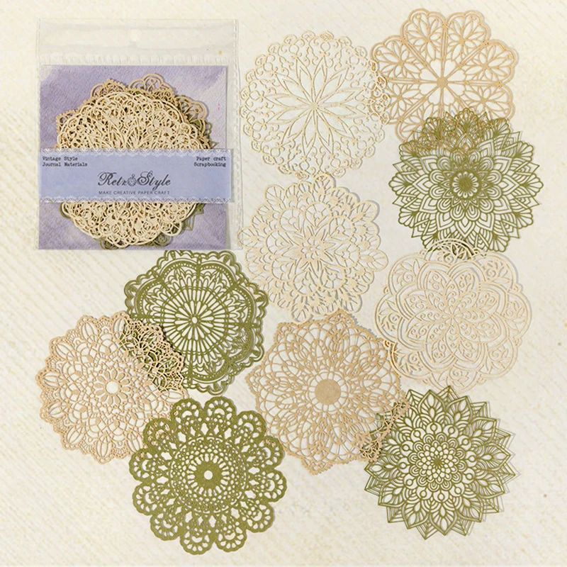 

Panalisacraft 10pcs Vintage Hollow Lace pieces paper Die Cuts Collection Kit Scrapbooking Planner/Card Making/Journaling Project