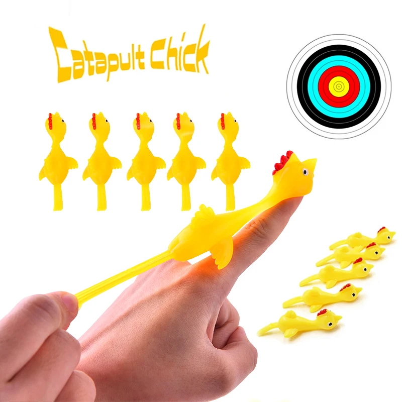 

10PCS Catapult Launch Turkey Fun and Tricky Slingshot Chick Practice Chicken Elastic Flying Finger Birds Sticky DecompressionToy