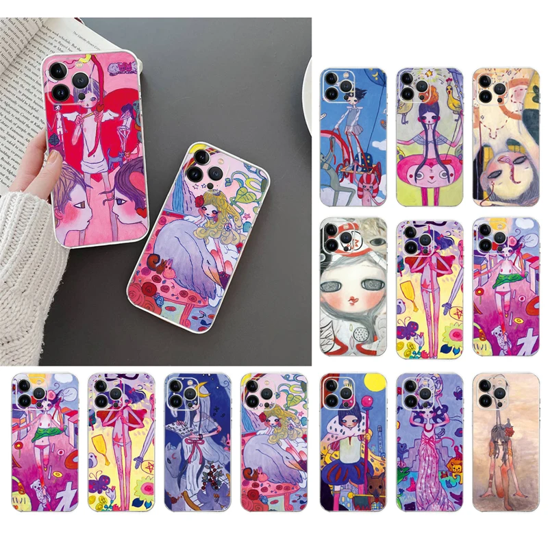 

Phone Case For iphone 14 Pro Max 13 12 11 Pro Max XS XR X 12mini 7 8 14 Plus SE Aya Takano Tarot Card Case Funda