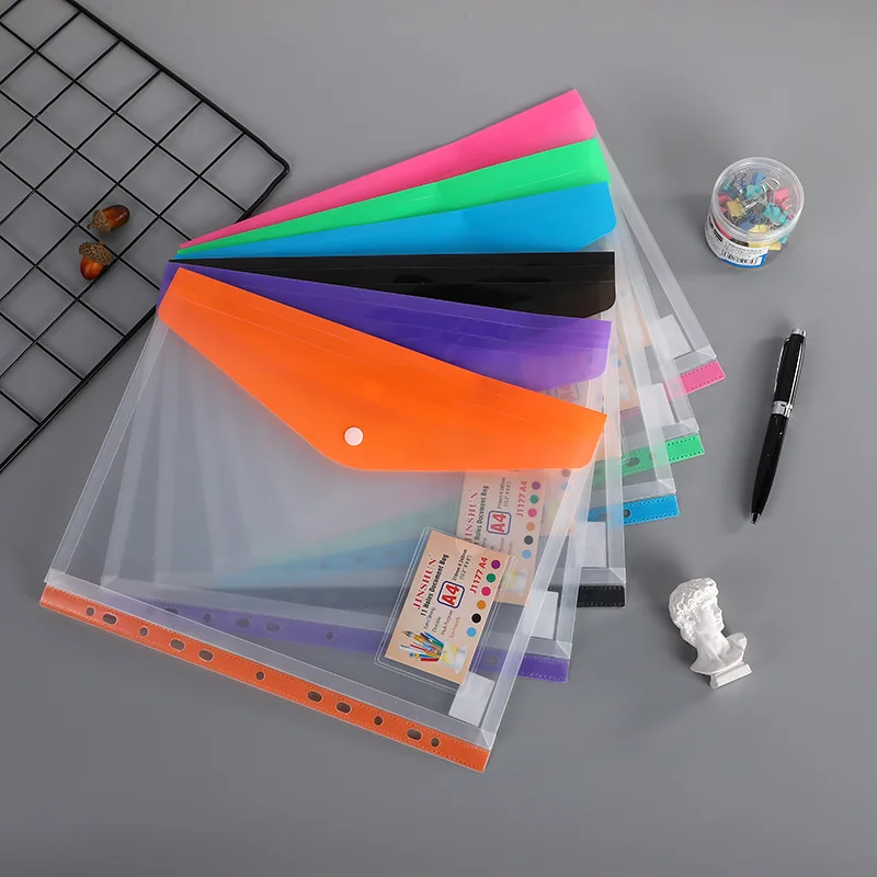 

A4 Size Large Plastic File Folders Wallets Colorful Document File Envelope Bags for School Office Home, Holds 200 Plus A4 Sheets