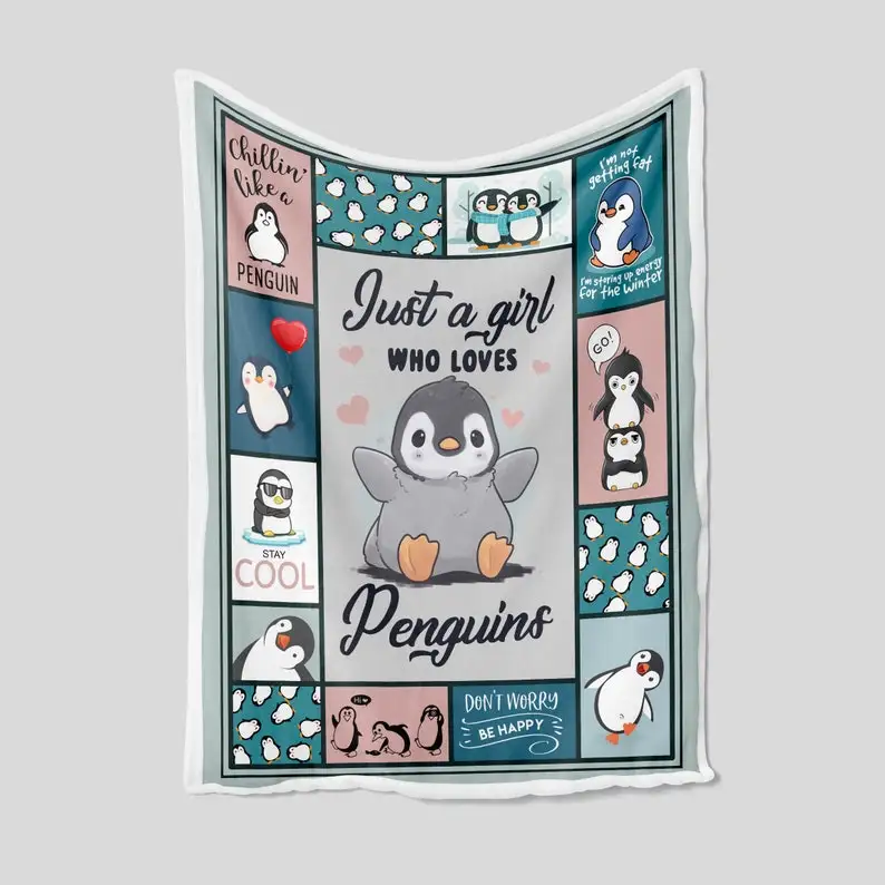 Just A Girl Who Love Penguins Blanket, Blanket For Gifts, Family Throw Blanket - Blankets for girls and boys
