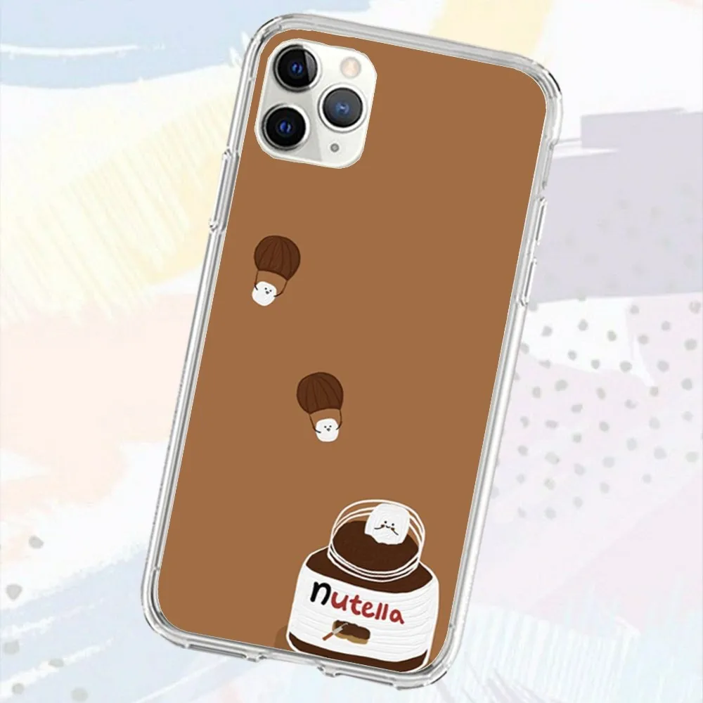Kawaii Chocolate Nutella Phone Case For Iphone 16 15 11 13 14 Pro Max 7 8 Plus X Xr Xs Se2020 12mini Transparent Cover