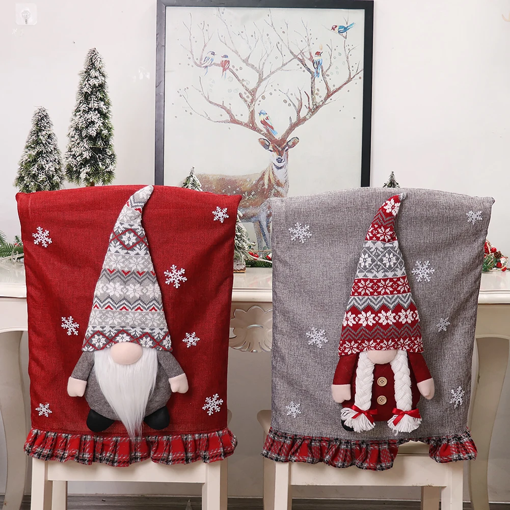 

Christmas Chair Back Elastic Stretch Cover Santa Clause Holiday Party Decor Dining Kitchen Chair Covers Christmas Decoration