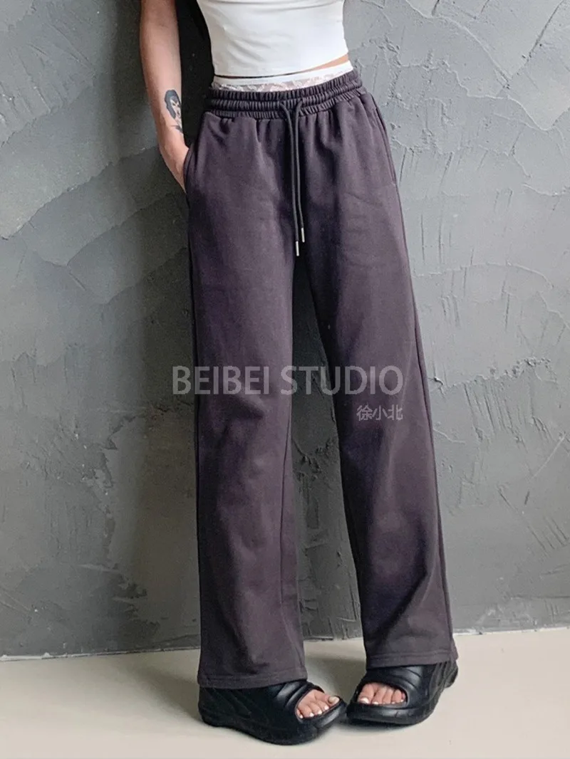 Брюки с кружевом для женщин весна/лето серые пряные девочек свободные брюки в пол