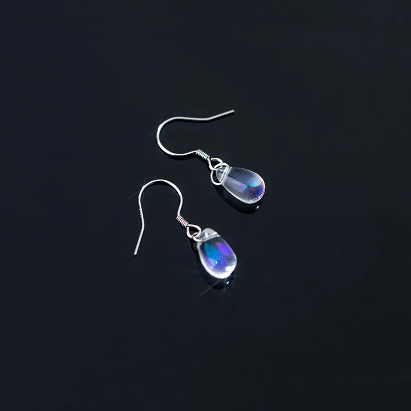 100% 925 Sterling Silver Crystal Water Drop Shape Pircing Stud Earrings Women Girls Wedding Party Jewelry Gift b056