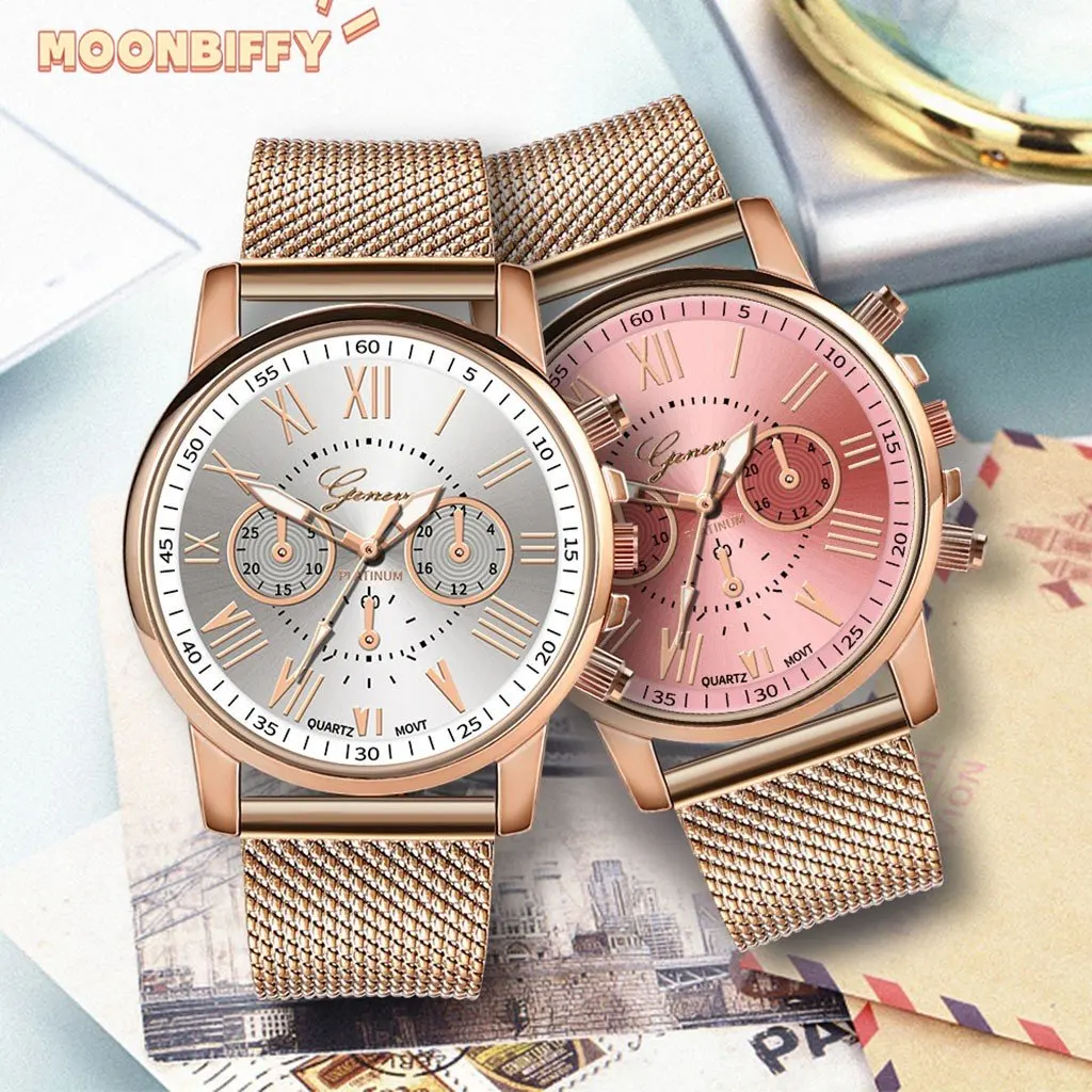 

Business Women's Watches Fashion Geneva Brand Roman Numeral Simple Clock Kol Saati Montre Femme Relogio Feminino Reloj Mujer