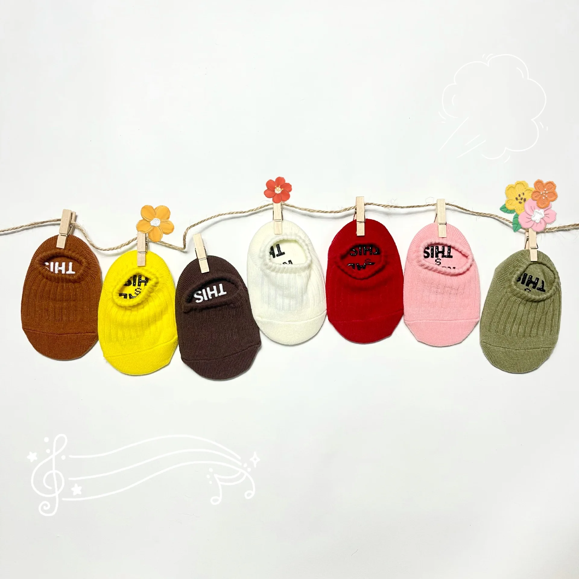 

New Candy Solid Color Children Socks Korean Trendy and Fresh Fluorescent Vertical Stripe Cute Baby Shallow Socks