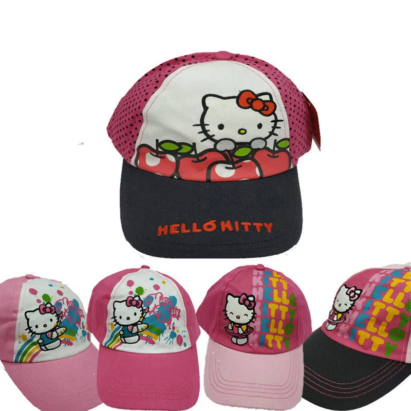 

Sanrio Hello Kitty Girls Cartoon Embroidery Hat Spring and Summer Children's Sun Hat Primary School Students Children's Gifts