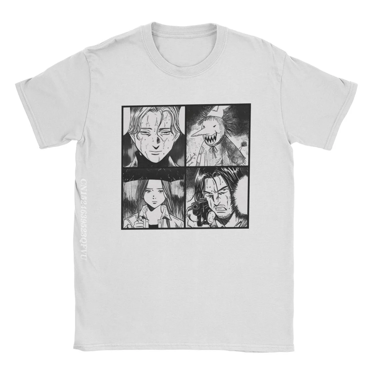 Футболка мужская с круглым вырезом хлопковая тенниска надписью Naoki Urasawa Monster Johan