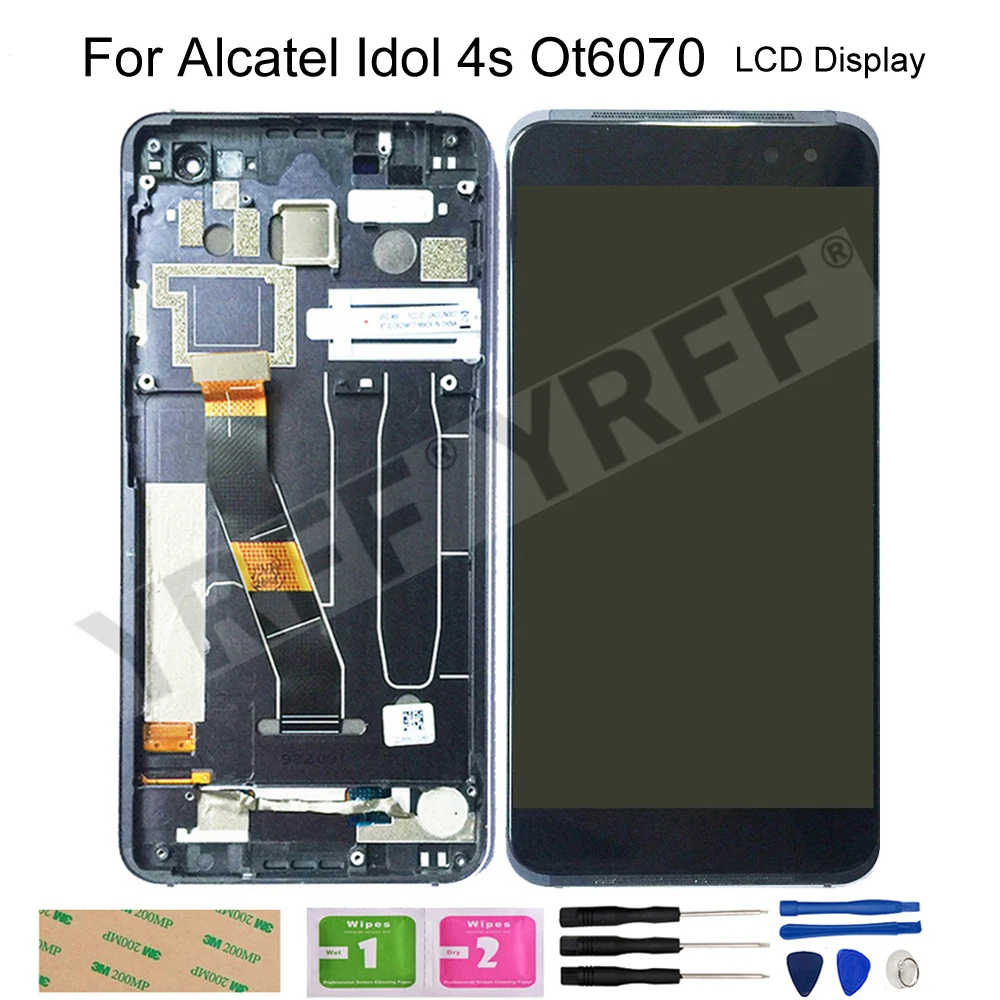 

With Frame Mobile Phone LCD Screens For Alcatel Idol 4s Ot6070 60670 LCD Display Touch Screen Digitizer Glass Panel Repair