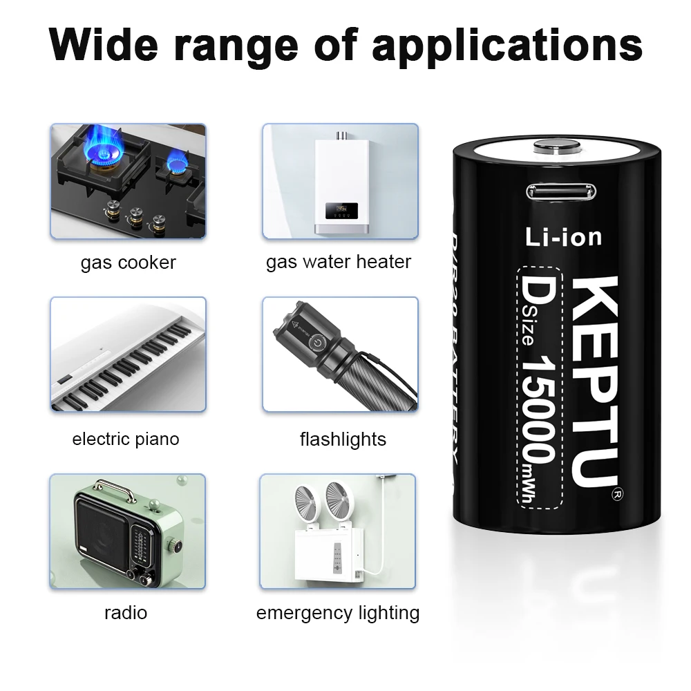 Литий-ионная аккумуляторная батарея 1 5 В размера D 15000 мВтч с USB-зарядкой для