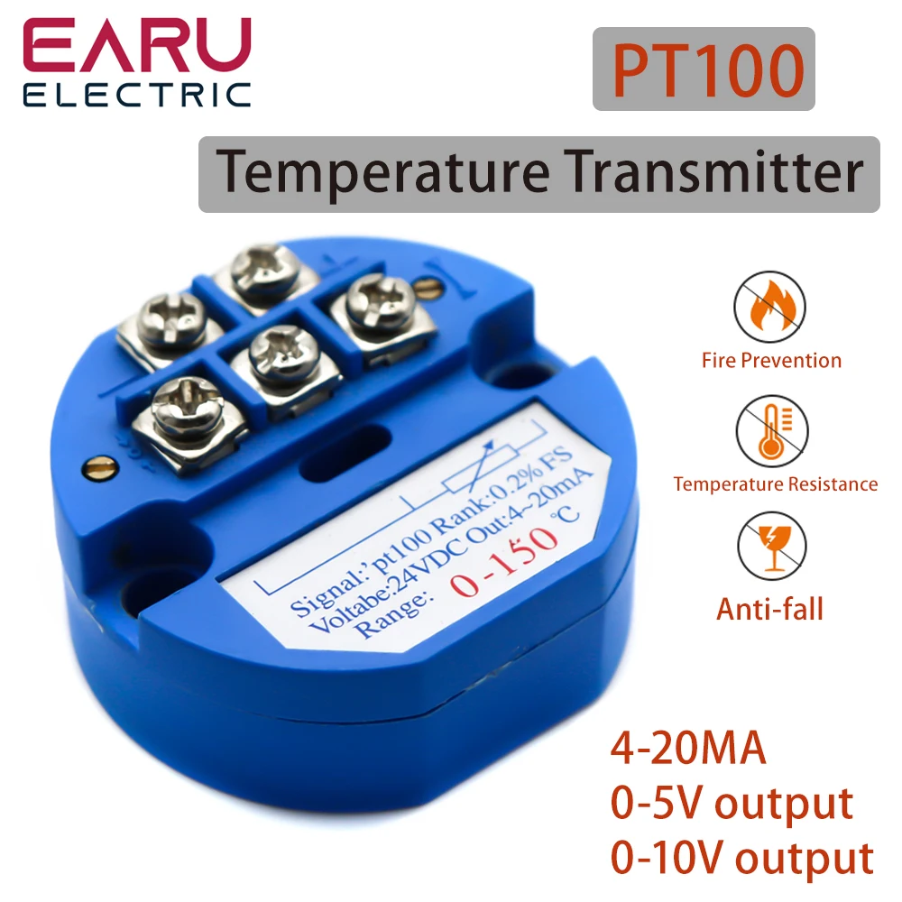 

RTD PT100 Temperature Transmitter Sensor Module Thermal Resistance 4-20mA 0-5V 0-10V -50-50 -50-100 -50-150 0-100 0-200 Degree
