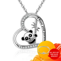 925 sterling silver cute animal panda heart necklace mothers day and birthday gift jewelry for women teen girl