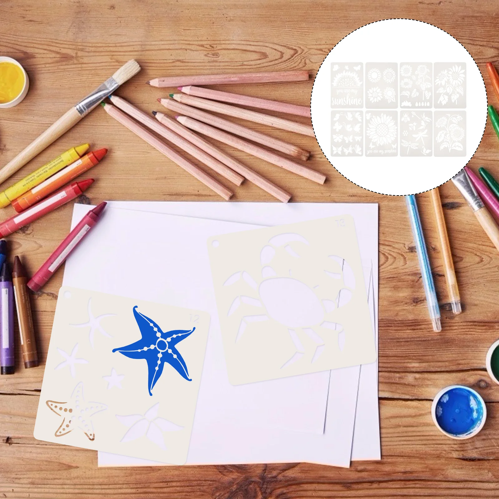 

16pcs Ocean Creature Sea Theme Multipurpose Home Decoration Stencils for Children