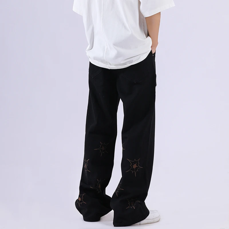 Брюки мужские и женские рваные джинсовые повседневные Прямые брюки оверсайз с