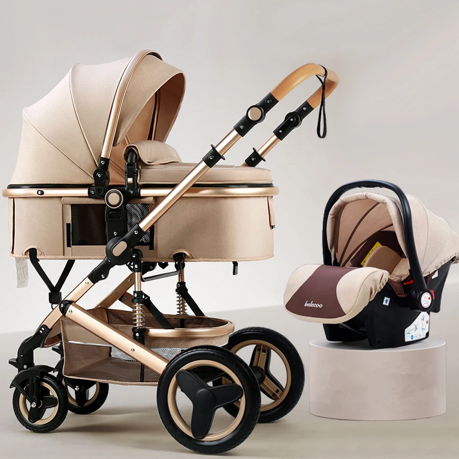 

2022 High Landscape Baby Stroller 3 in 1 With Car Seat and Stroller Luxury Infant Stroller Set Newborn Baby Car Seat Trolley