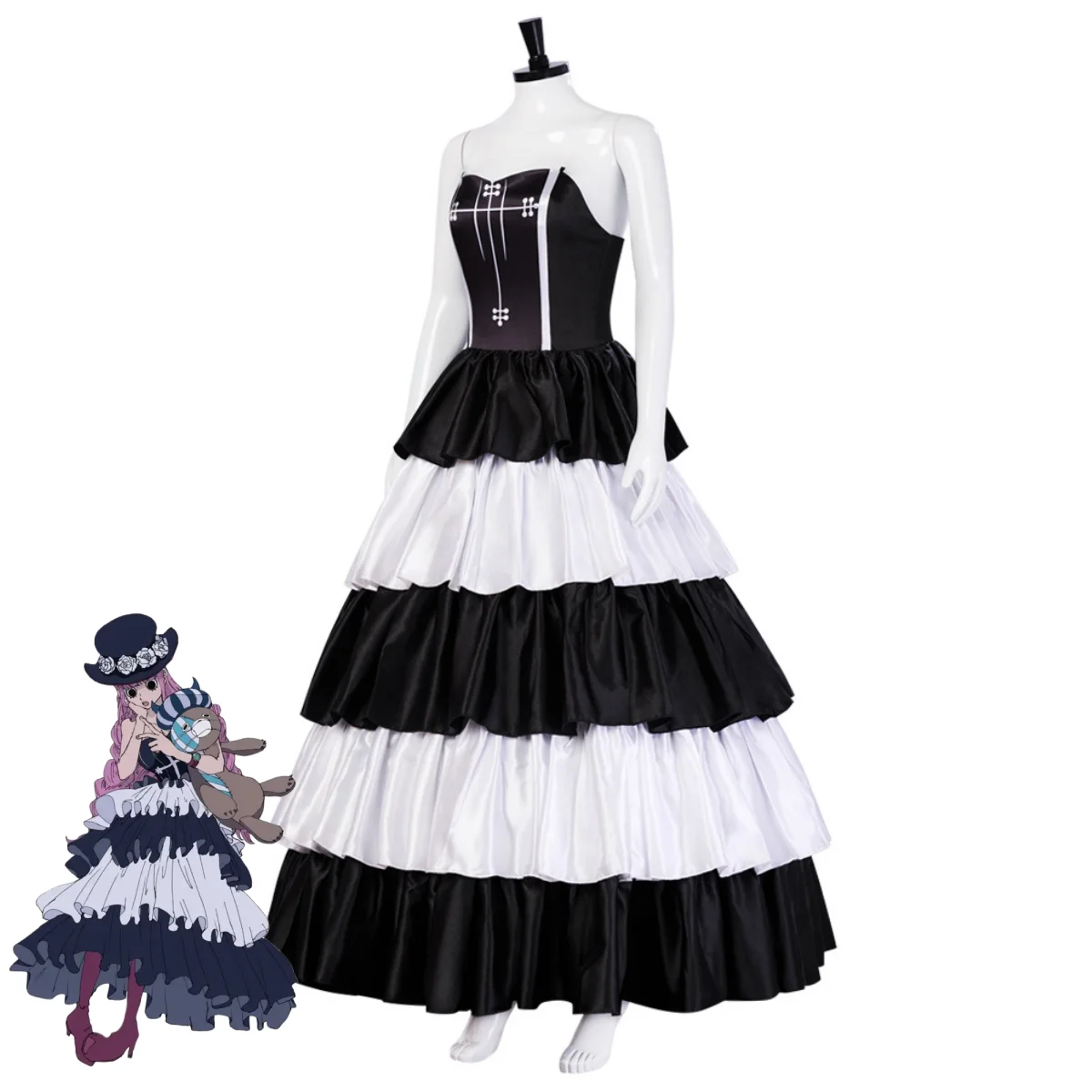 Костюм для косплея аниме Perona триллер барока шичибукай Черное вечернее платье