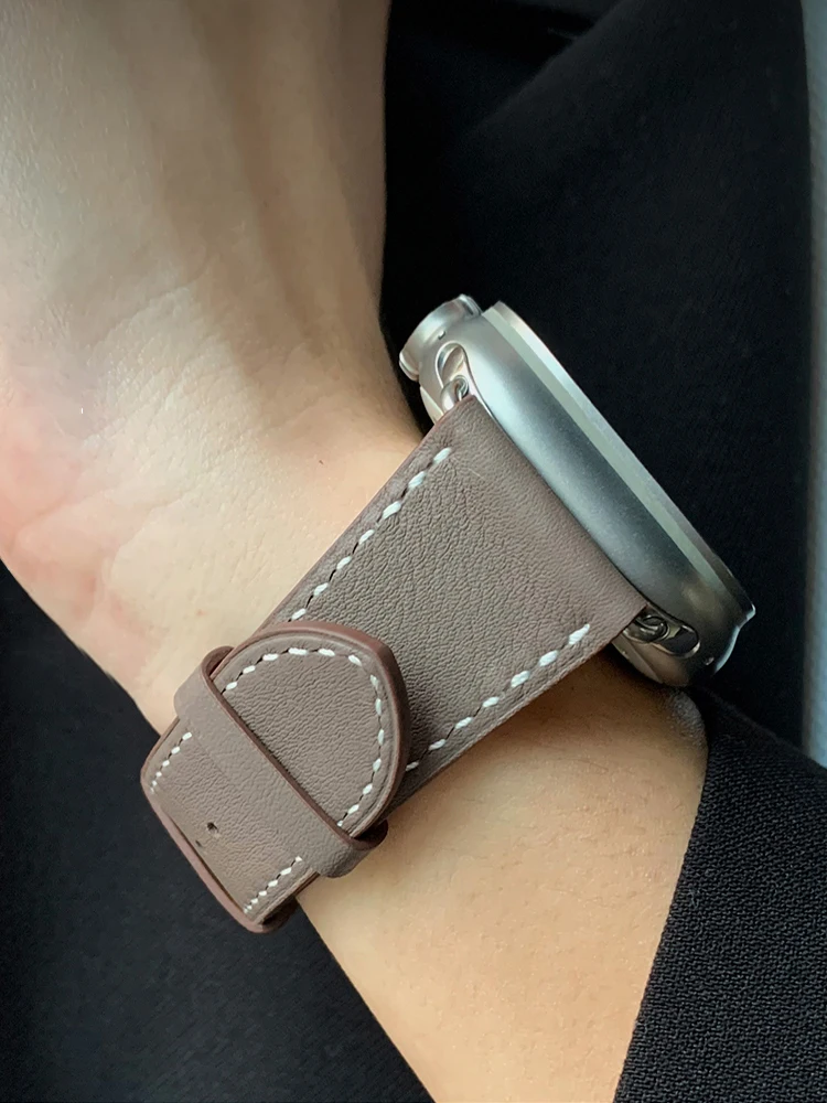 Для Apple Watch 10s ремешок Smart iwatch6 7 8 9 поколения ультра кожаный для часов