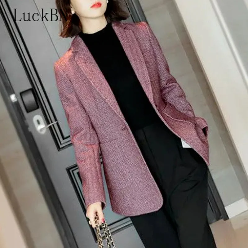 

Осенне-зимний Блейзер женская одежда шерстяная куртка Женский костюм Новинка 2022 облегающий костюм короткая дизайнерская женская одежда с ...