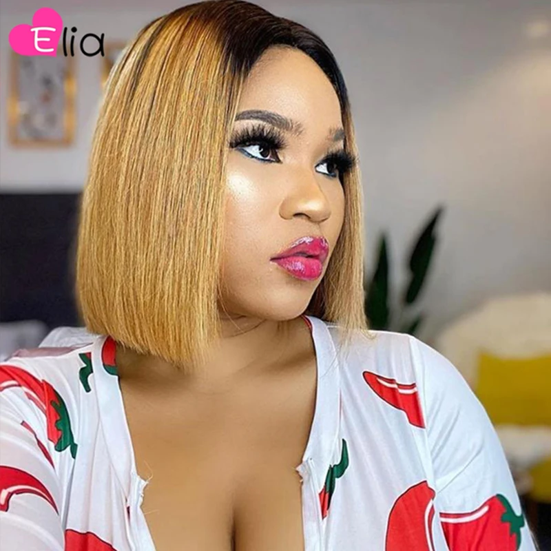 Светлые цветные человеческие волосы на кружевной основе парик с короткими