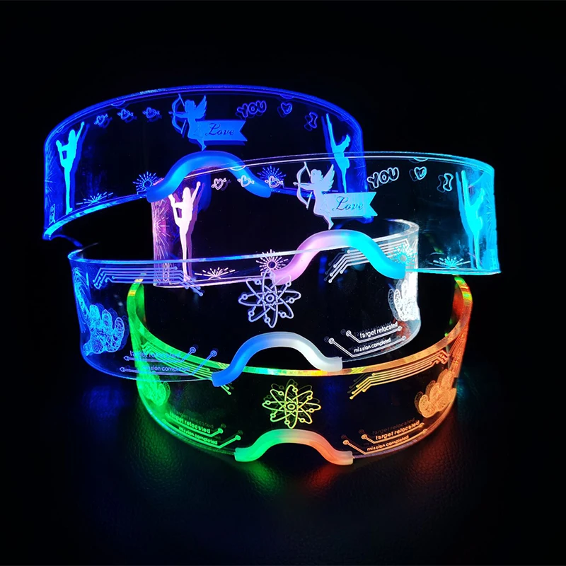 

Trendy Luminous LED light up Sunglasses Fashion cyberpunk Neon Party Glasses For Nightclub DJ Dance bar Concert