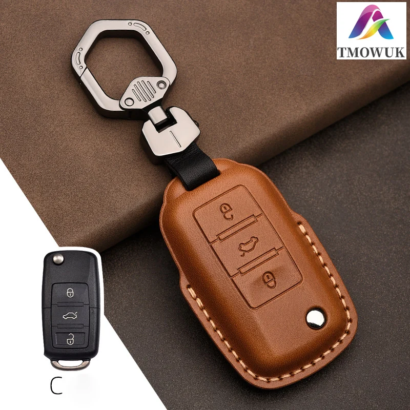 

Кожаный чехол для ключа VW, чехол для Volkswagen Polo, Tiguan, Passat B5, B6, B7, Golf 4, 5, 6, MK6, Jetta, Lavida, Skoda Octavia