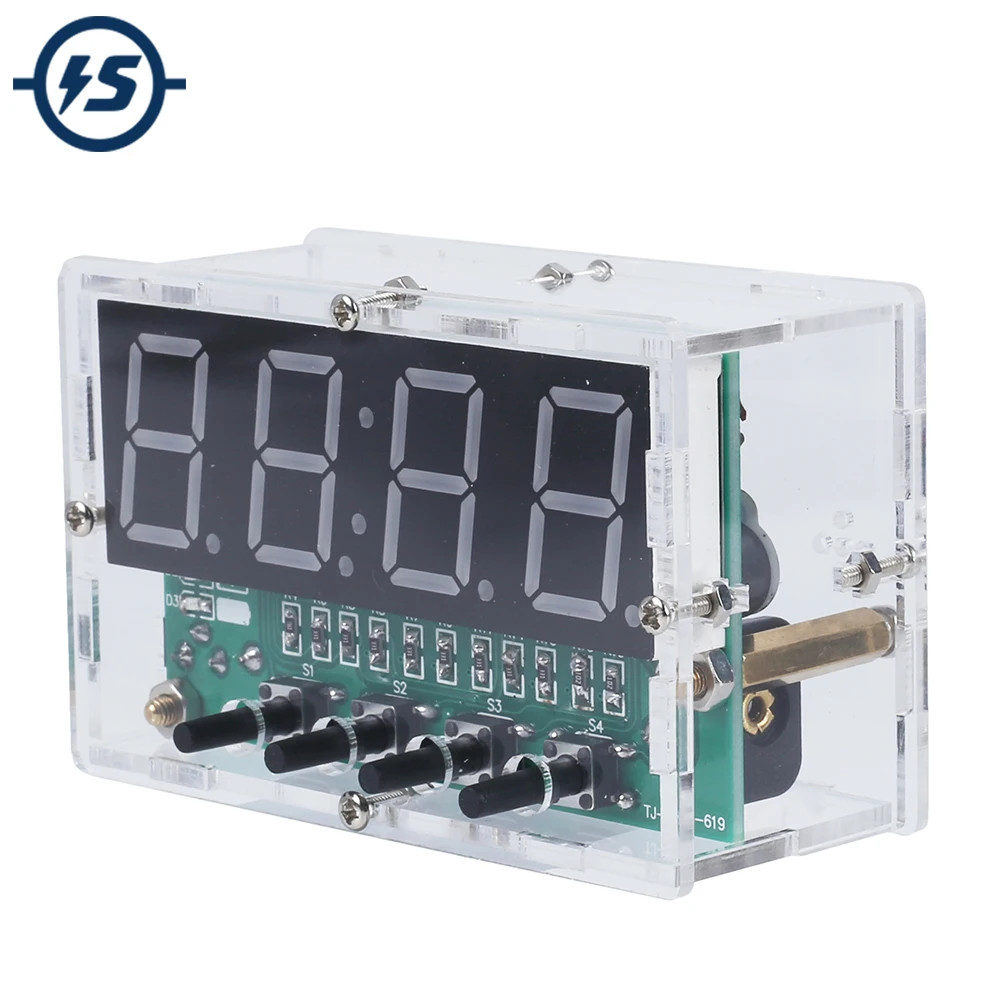 

4Bit Digital Alarm Clock DIY Electronic Kit Date Time Temperature Display Red Color Auto Brightness Adjust Soldering Practice