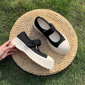 2022 New French Style Women Espadrilles Hook Loop Casual Platform Zapatillas Mujer Black Daily Girls