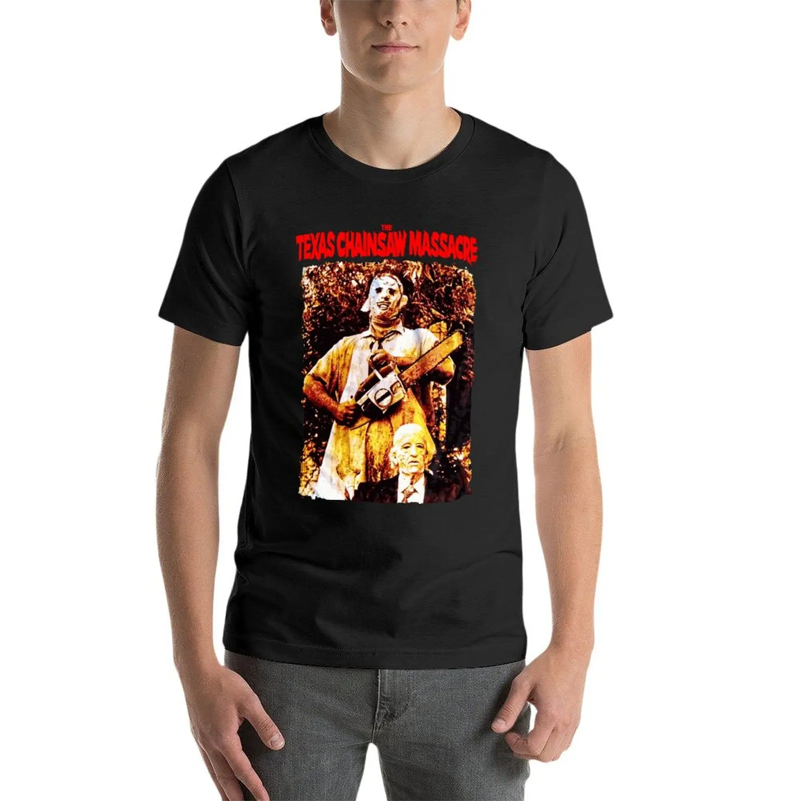 

Texas Chainsaw Massacre Horror Movies Oversized T-Shirts Fashion Mens Clothing Short Sleeve Streetwear Plus Size Top Tee