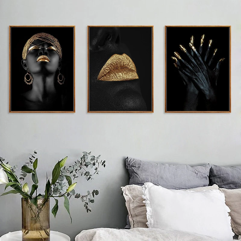 

Modern Art Canvas Painting African Black Woman Posters and Prints Scandinavian Wall Art Pictures For Living Room Home Decoration