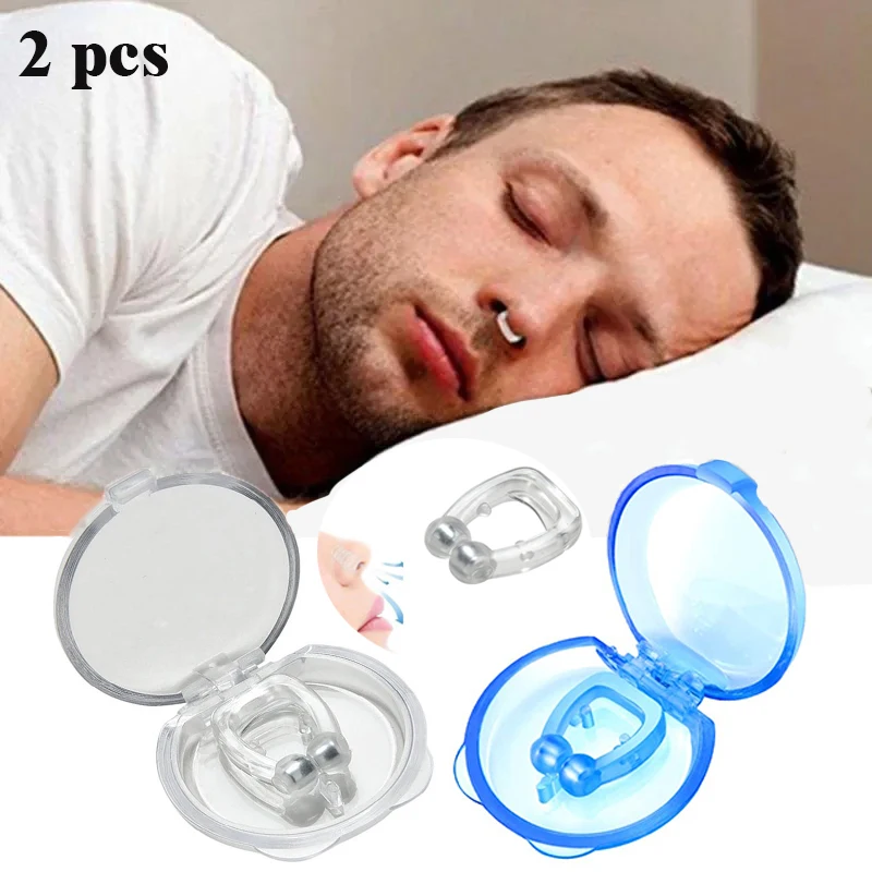 

2 pcs Magnetic Anti Snore Device Stop Snoring Nose Clip Easy Breathe Improve Sleeping Aid Apnea Guard Night Device With Case