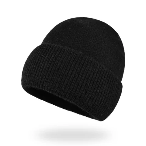 Новый дизайн, мягкая однотонная шапка из чистой шерсти, женская зимняя теплая вязаная шерстяная шапка для мужчин, холодная шапка, тонкая шапка, подарки для взрослых